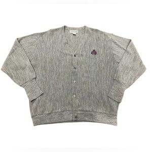 Izod Vintage Cardigan Mens XXL Gray Sweater Made In USA Logo Front